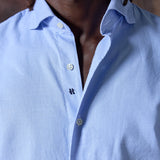 CAMISA PATA DE GALLO CELESTE