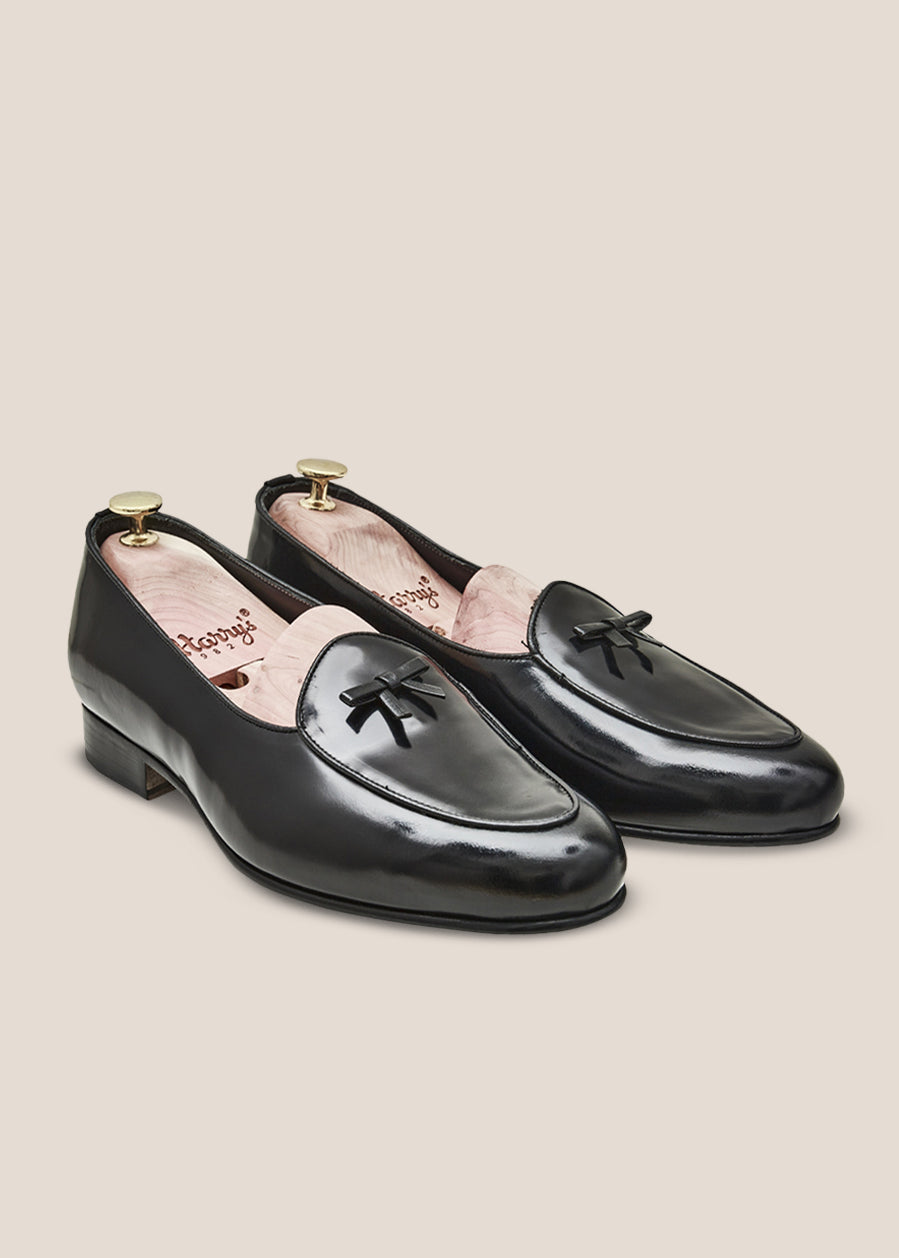 BLACK LEATHER BELGIAN LOAFER