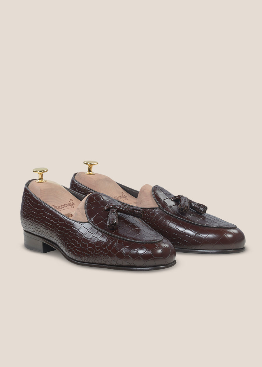 MILUCA CROC-EFFECT LEATHER LOAFER