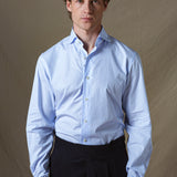 CAMISA RAYA FINA ALGODON CELESTE