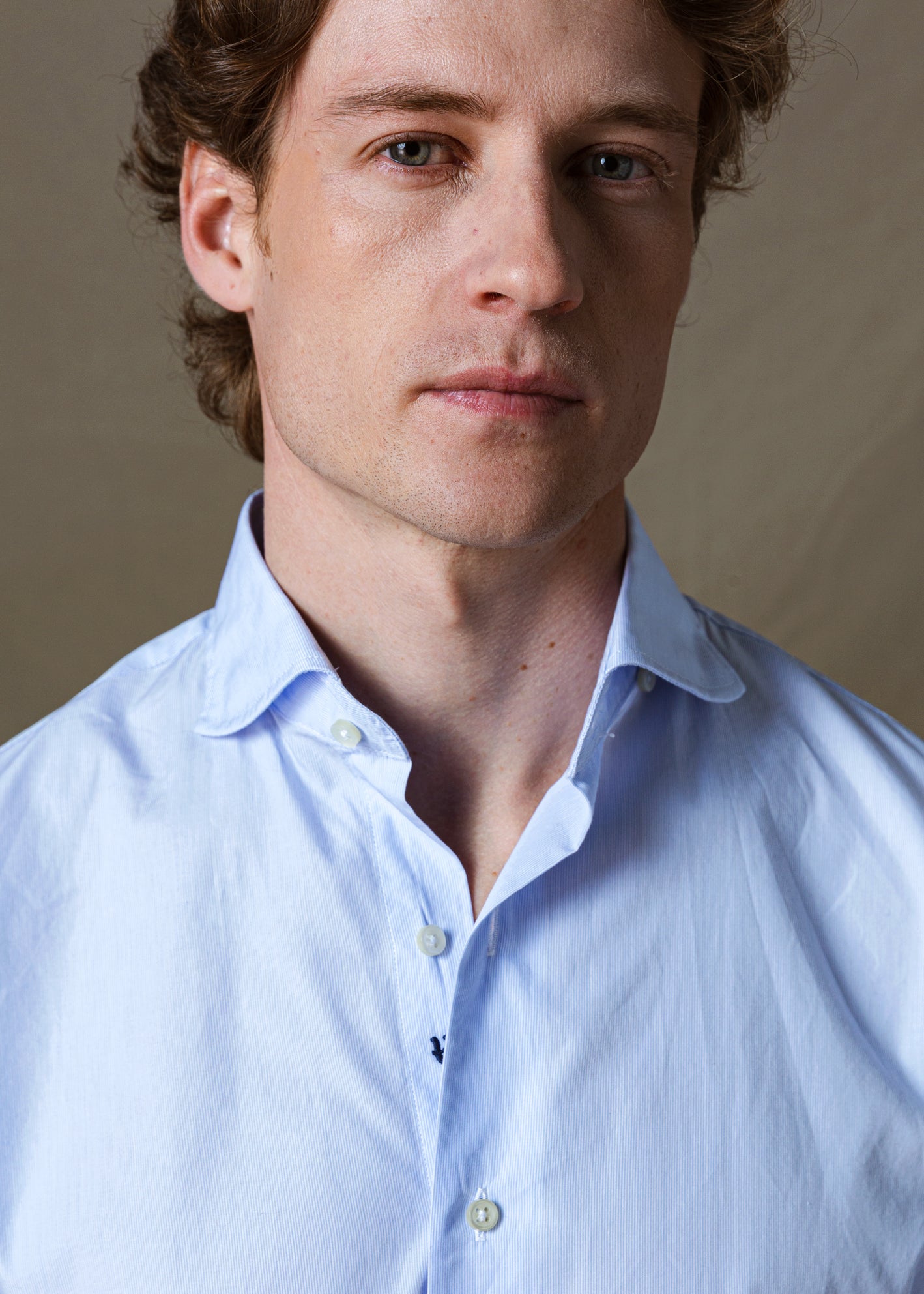 LIGHT BLUE FINE STRIPE COTTON SHIRT