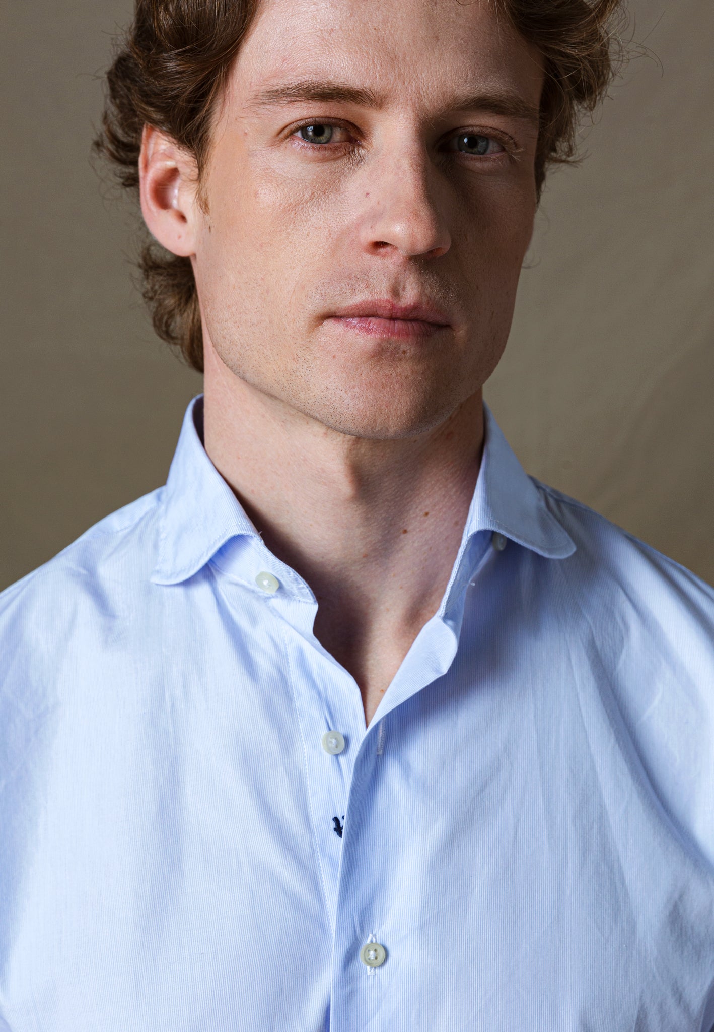 LIGHT BLUE FINE STRIPE COTTON SHIRT