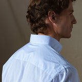 CAMISA RAYA FINA ALGODON CELESTE