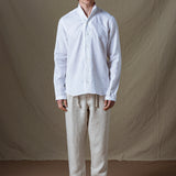 CAMISA LINO CUELLO MAO BLANCA