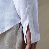 CAMISA LINO CUELLO MAO BLANCA