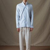 CAMISA LINO CUELLO MAO CELESTE