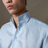 CAMISA LINO CUELLO MAO CELESTE