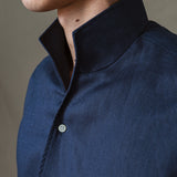 CAMISA LINO CUELLO MAO MARINO