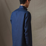 CAMISA LINO CUELLO MAO MARINO