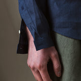 CAMISA LINO CUELLO MAO MARINO