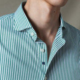 CAMISA RAYAS ALGODÓN VERDE