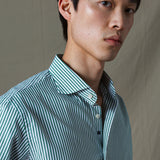 CAMISA RAYAS ALGODÓN VERDE