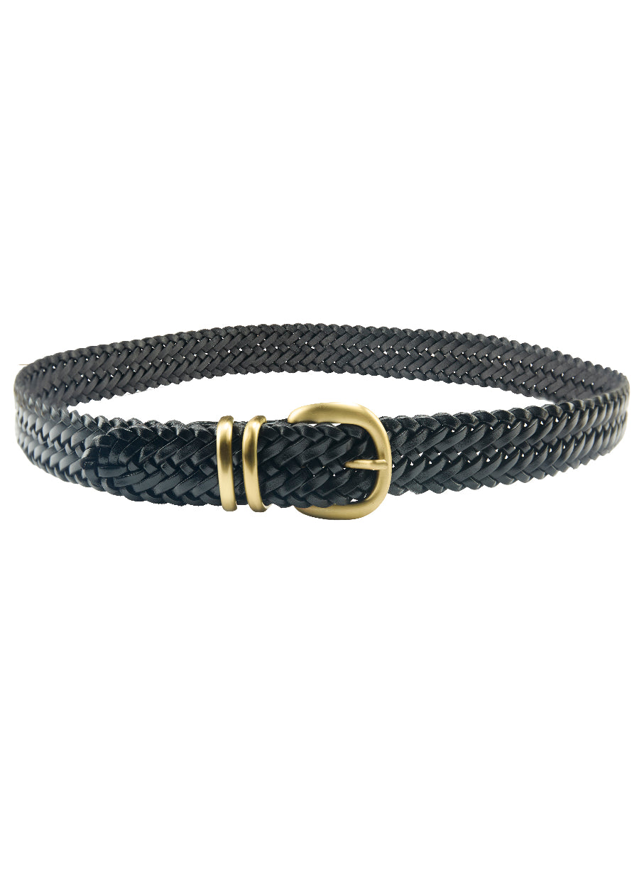 BLACK BRAIDED LEATHER BELT