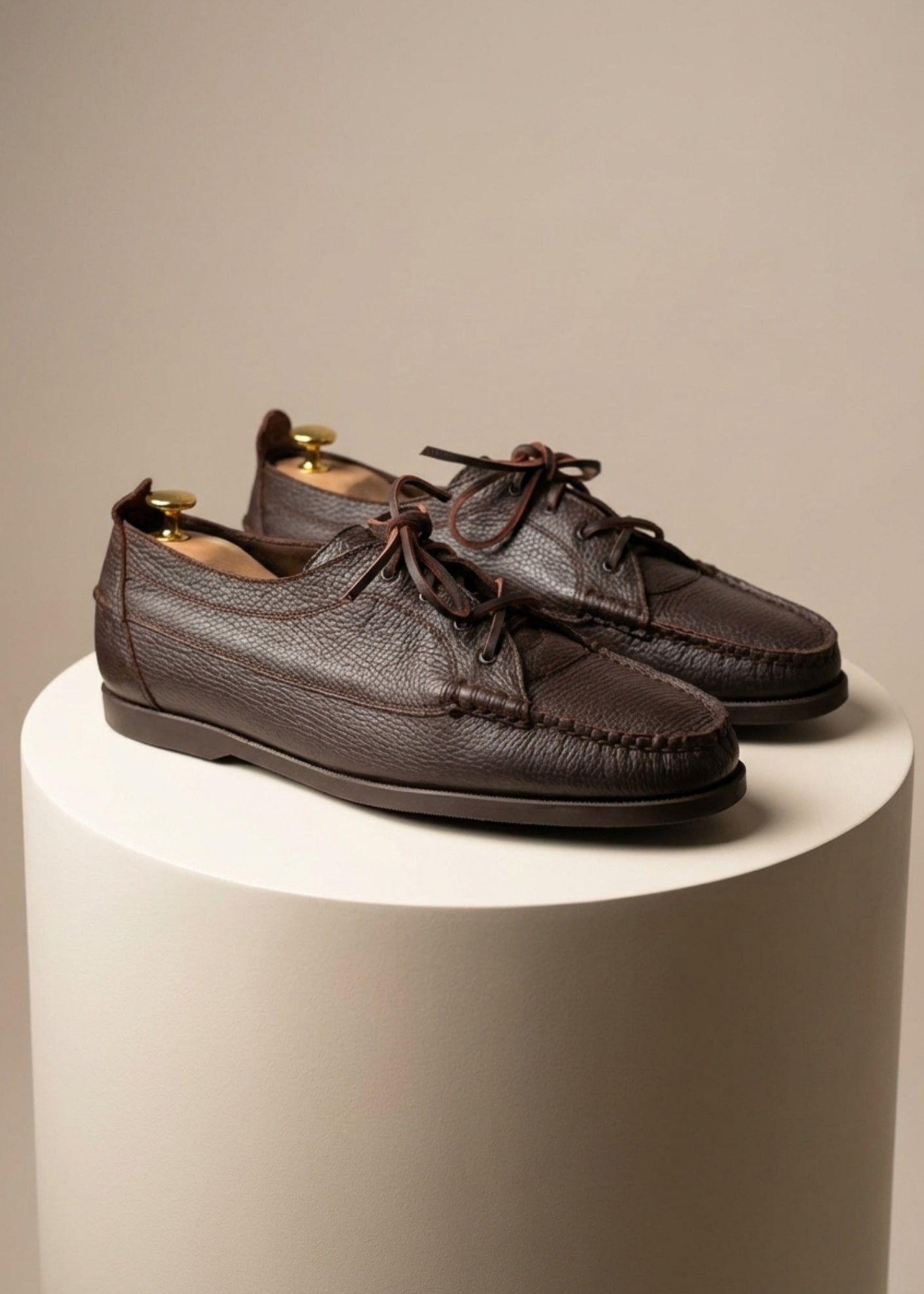 MANACOR BROWN EMBOSSED LEATHER BOAT SHOE
