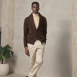 CARDIGAN CUELLO SMOKING MARRON