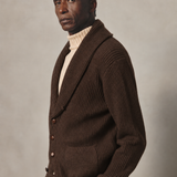 CARDIGAN CUELLO SMOKING MARRON