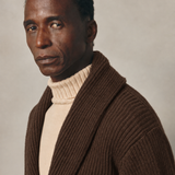 CARDIGAN CUELLO SMOKING MARRON