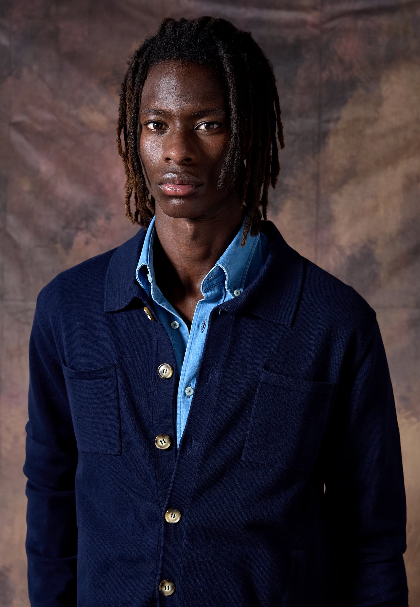 NAVY COTTON OVERSHIRT