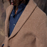 CÁRDIGAN CUELLO SMOKING TAUPE