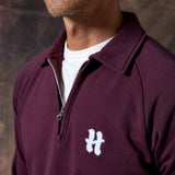 SUDADERA POLO ZIP BURDEOS