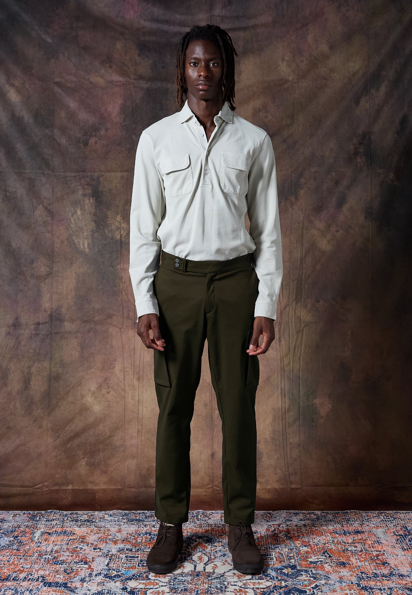 KHAKI NYLON CARGO TROUSERS