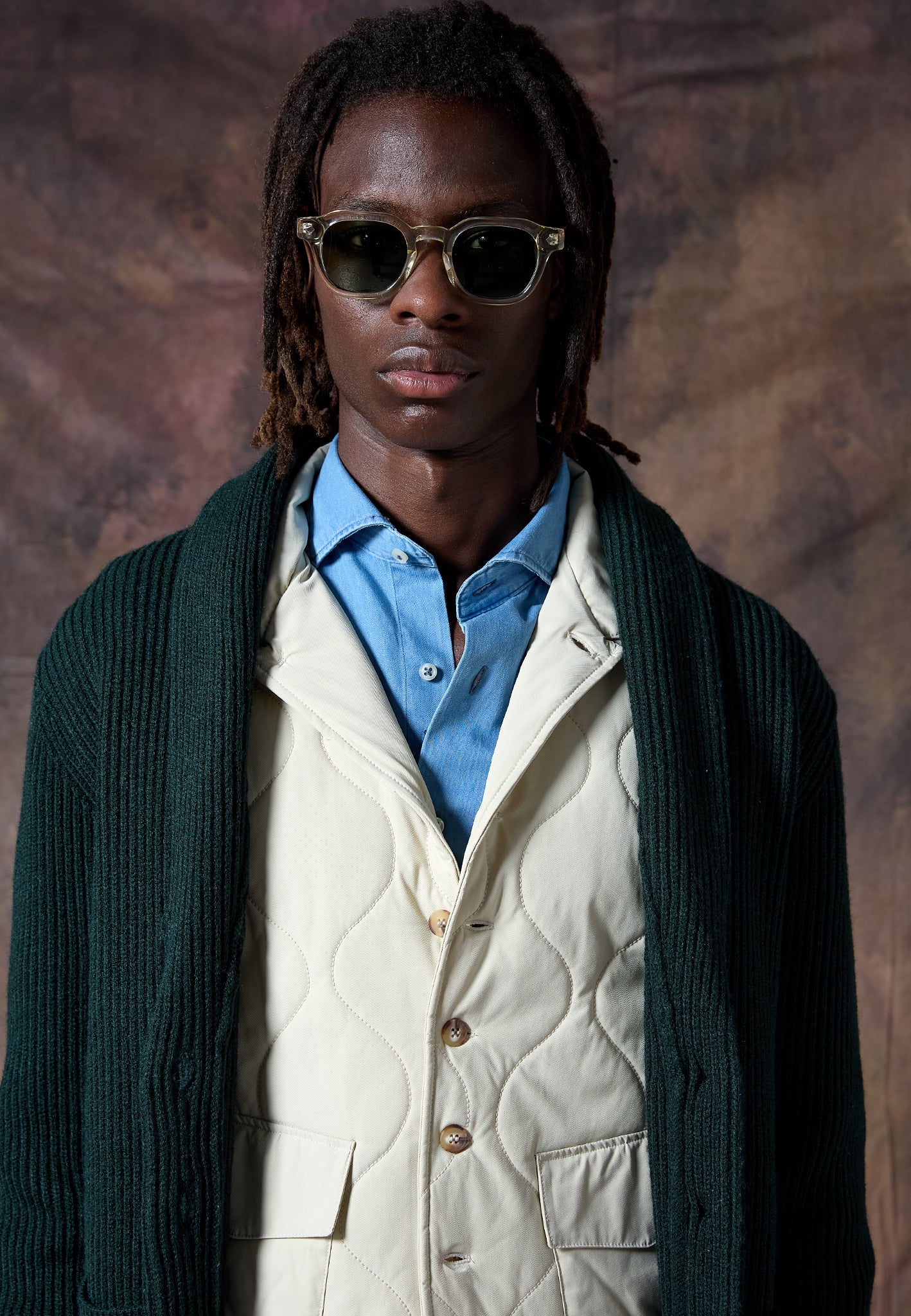 BOTTLE GREEN SHAWL COLLAR CARDIGAN
