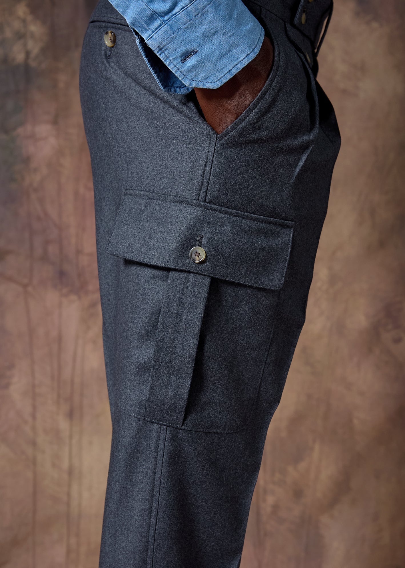 PANTALÓN CARGO CEÑIDOR FRANELA GRIS