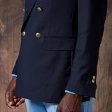 AMERICANA CRUZADA PREMIUM HOPSACK LANA SUPER 110' MARINO