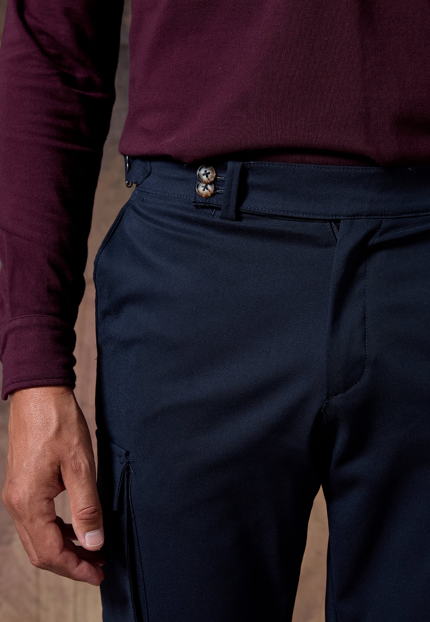 NAVY NYLON CARGO TROUSERS