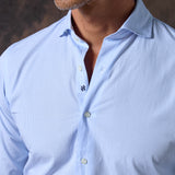 CAMISA MICROCUADRO CELESTE