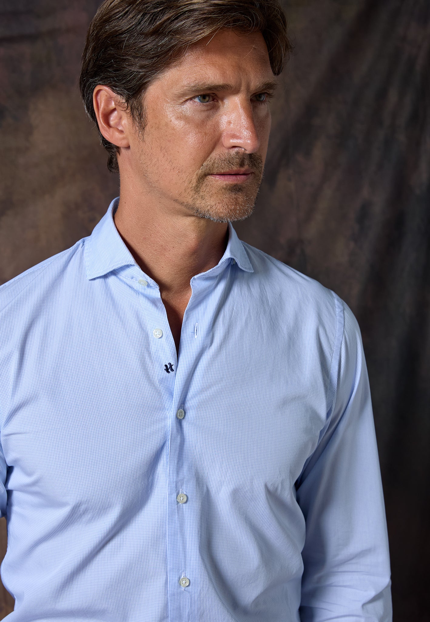 LIGHT BLUE MICRO CHECK SHIRT
