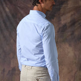 CAMISA MICROCUADRO CELESTE
