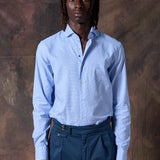 CAMISA PATA DE GALLO CELESTE