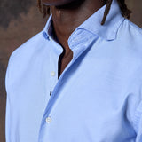CAMISA PATA DE GALLO CELESTE