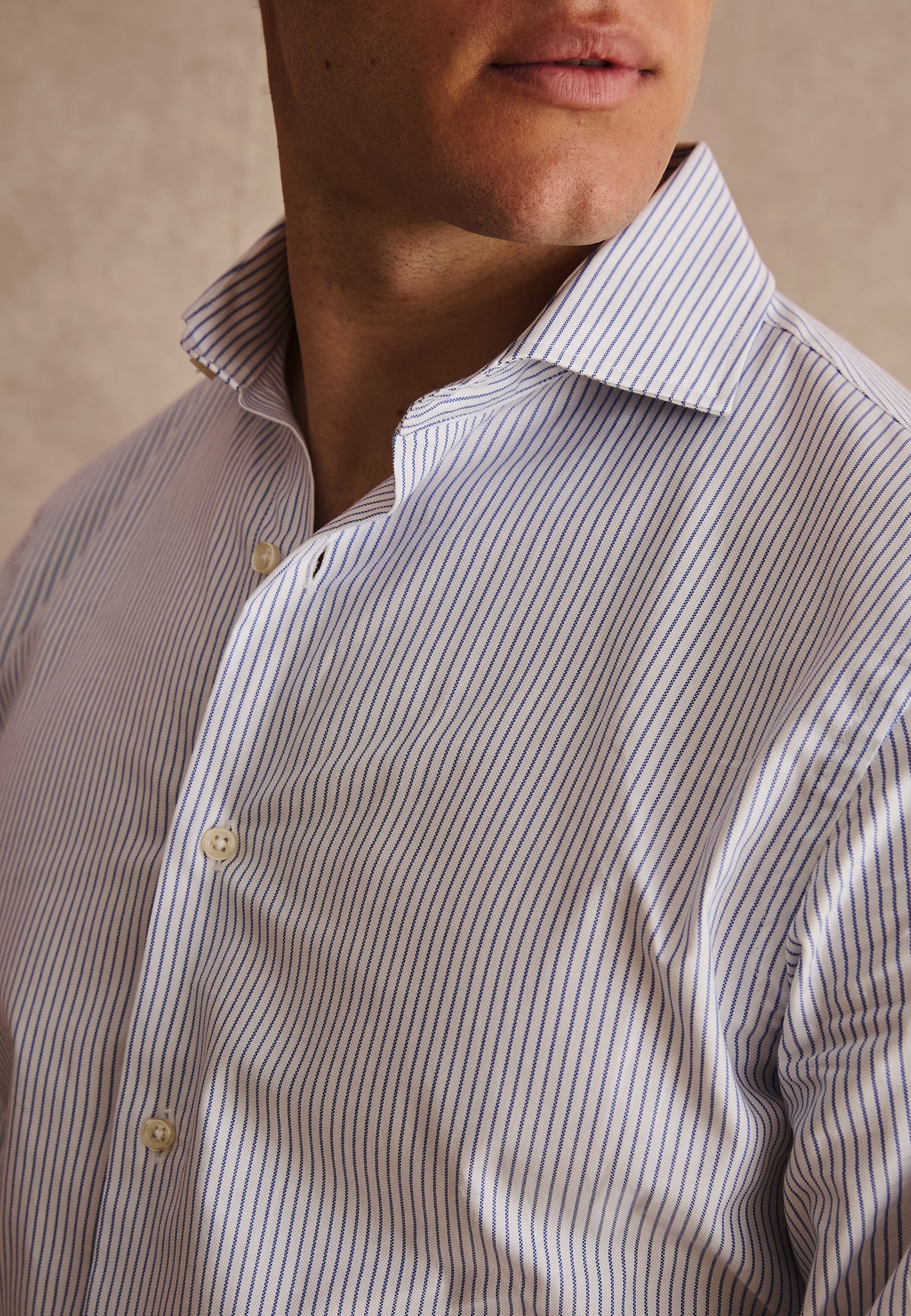 BLUE TEXTURED STRIPE SHIRT