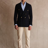 AMERICANA CRUZADA PREMIUM HOPSACK LANA SUPER 110' MARINO