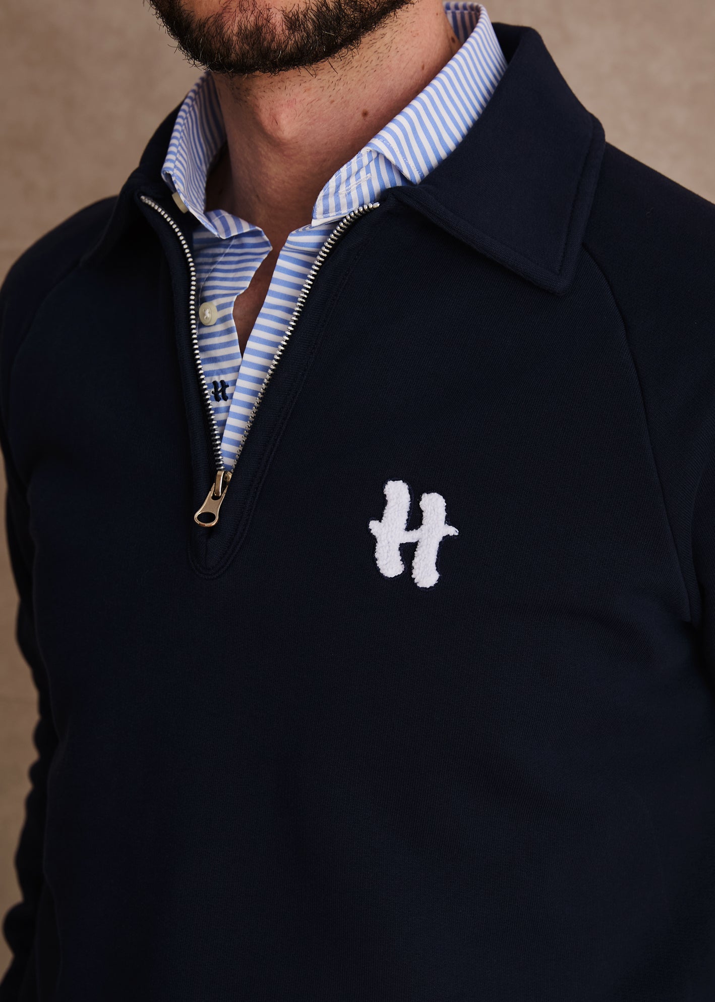 SUDADERA POLO ZIP MARINO