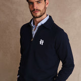 SUDADERA POLO ZIP MARINO