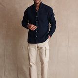 CAMISA LINO CUELLO MAO MARINO