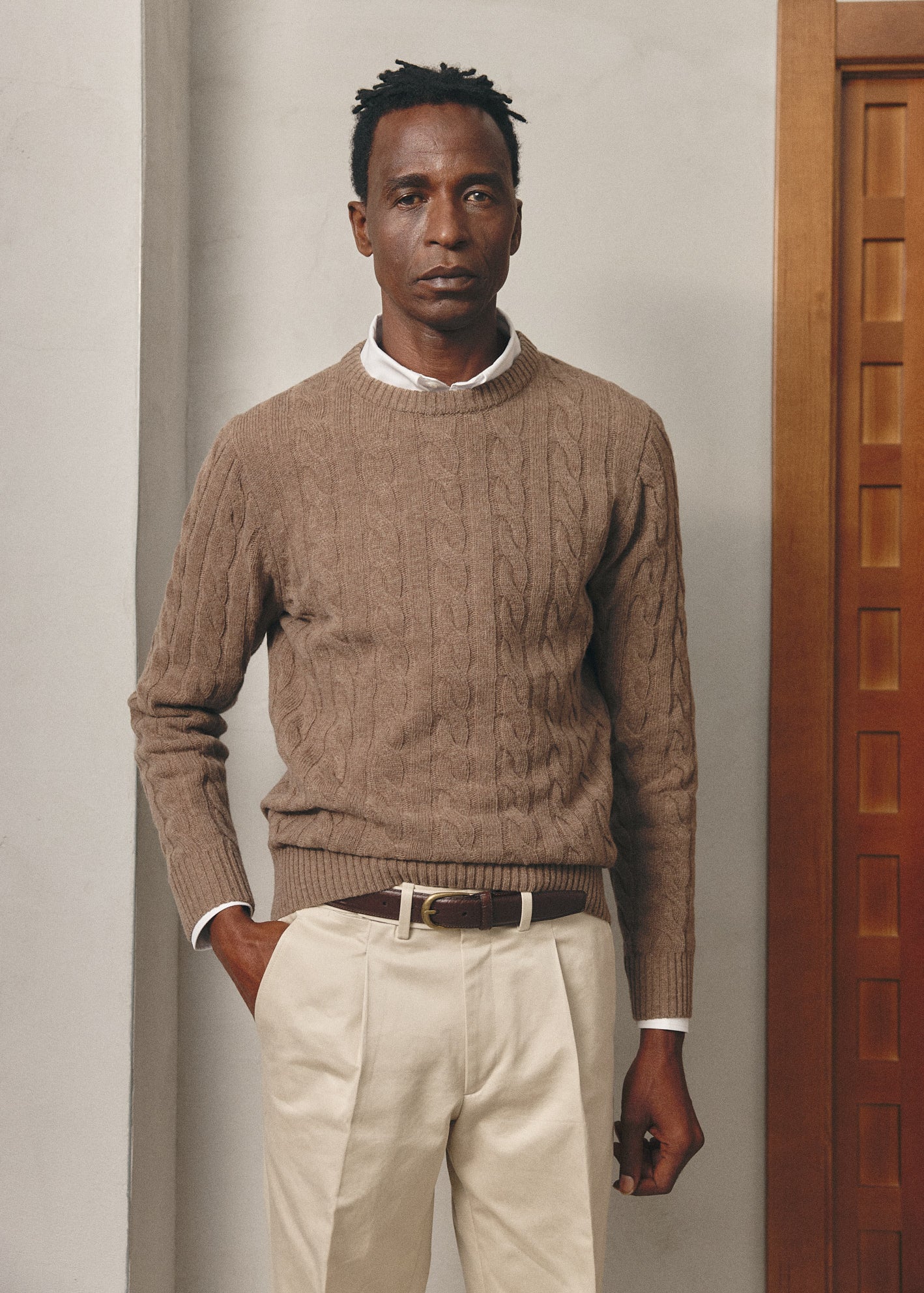 TAUPE CABLE KNIT BOXY JUMPER