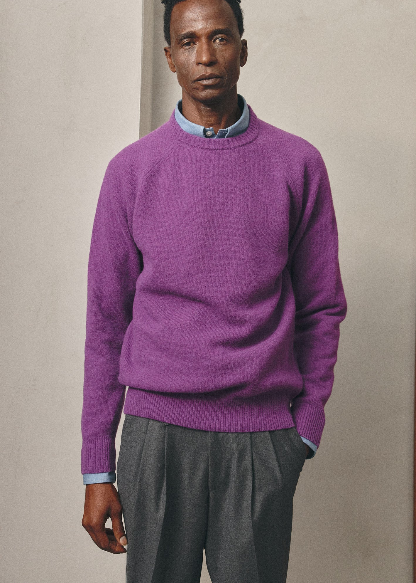 PURPLE WOOL BOXY JUMPER