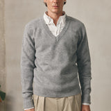 GREY WOOL V-NECK JUMPER