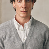 GREY WOOL V-NECK JUMPER