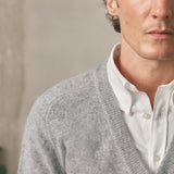 GREY WOOL V-NECK JUMPER