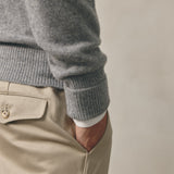 GREY WOOL V-NECK JUMPER