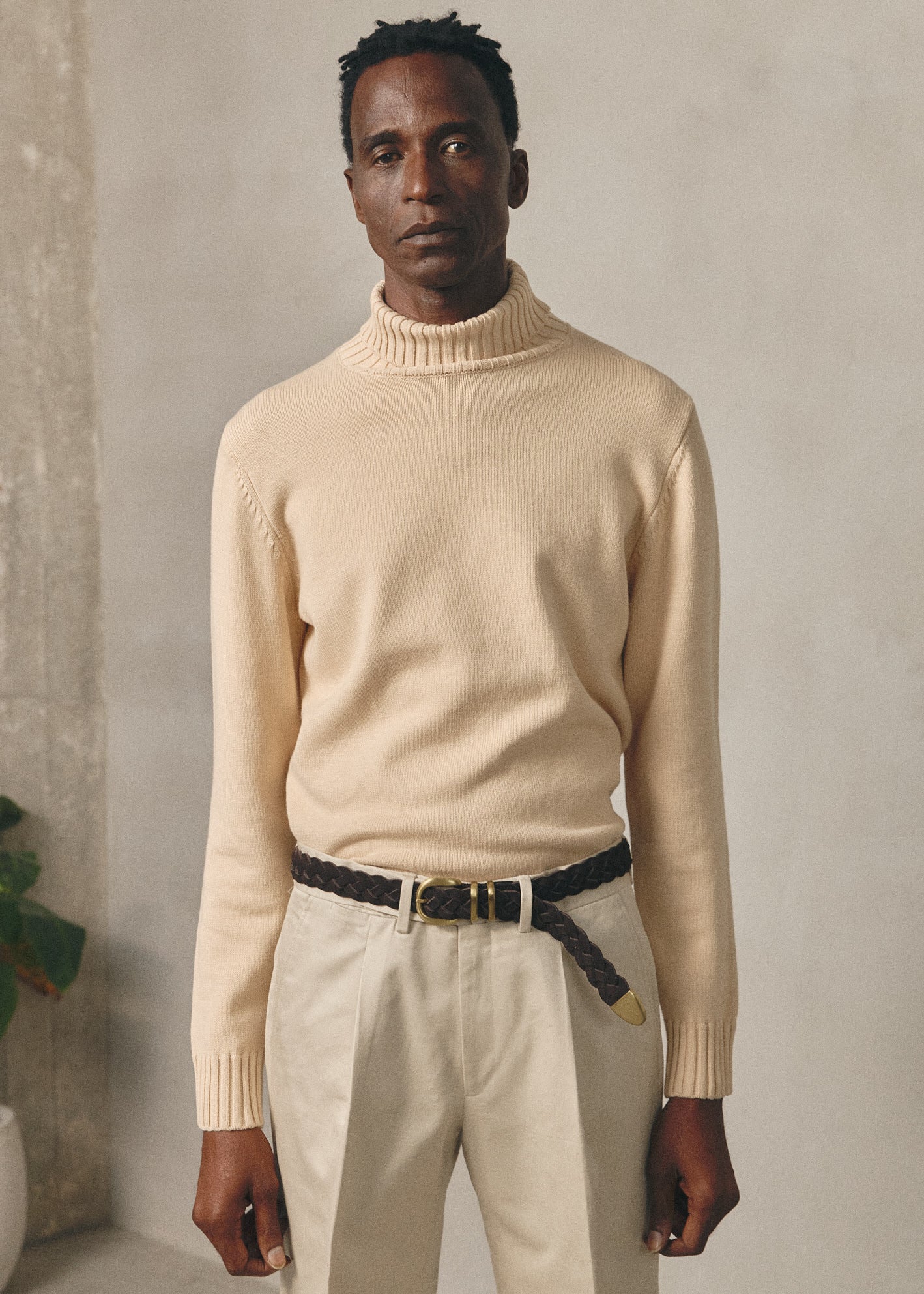 BEIGE ROLL NECK JUMPER