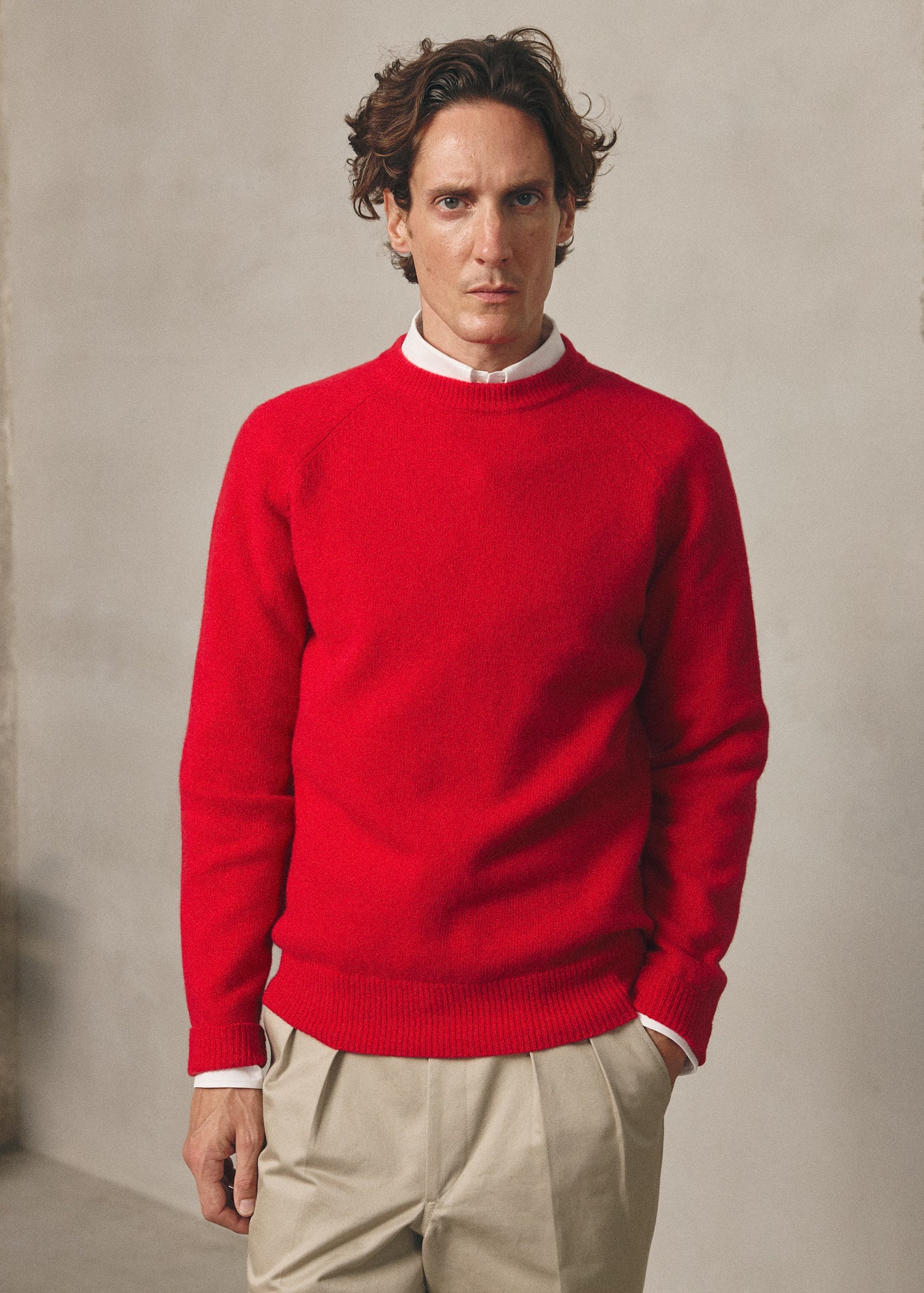RED WOOL BOXY JUMPER