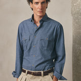 CAMISA PATA DE GALLO AZUL