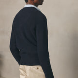 NAVY WOOL V-NECK JUMPER