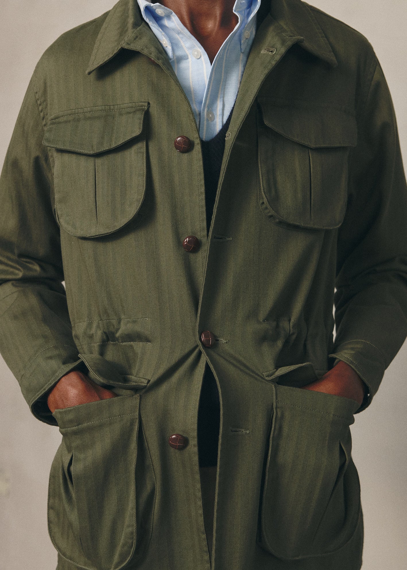 KHAKI HERRINGBONE JUNGLE JACKET
